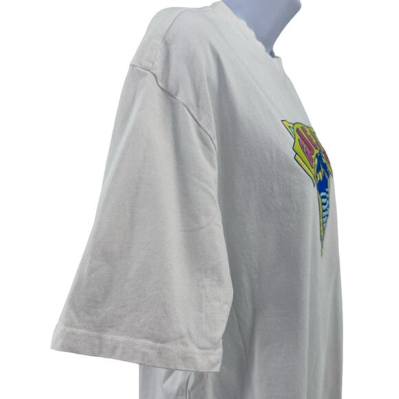 Guess Originals Classic Palm Tree Triangle T-shirt Men's S White Graphic Relaxed - Picture 6 of 12